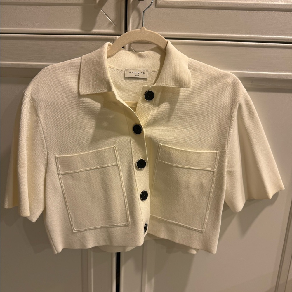 Sandro cropped short sleeve blouse